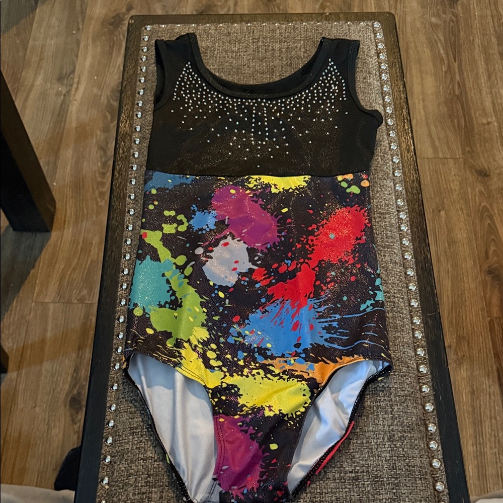 Colorful Splatter Print Leotard